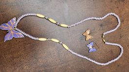 Sommerschmuck: Lavendel-Kette mit Schmetterlings-Anhänger...