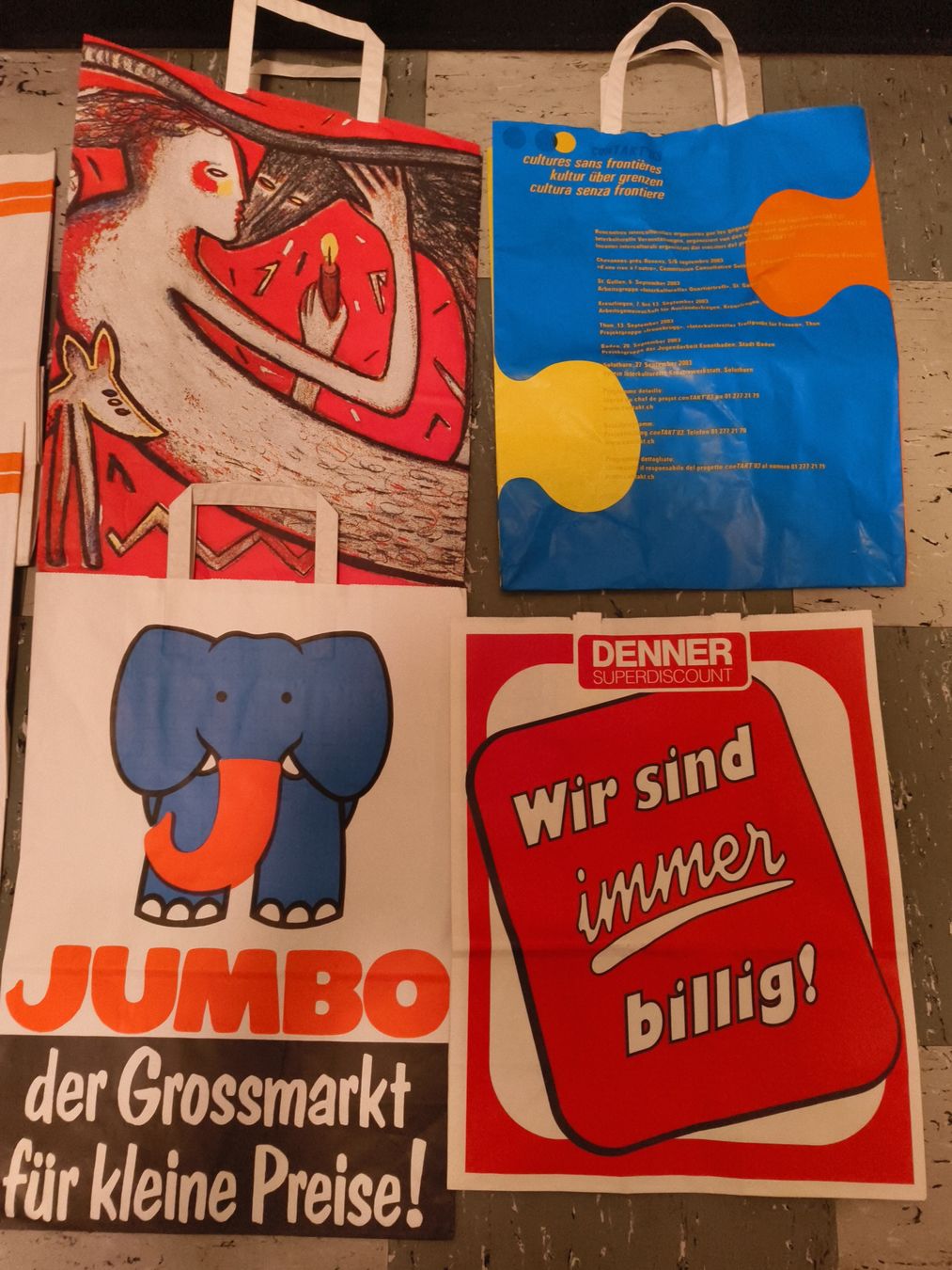 Coop Borse: 8 vintage Papiertaschen Migros Coop Jumbo Denner – Usato da stettlen venduto da VintageBern_ch 1