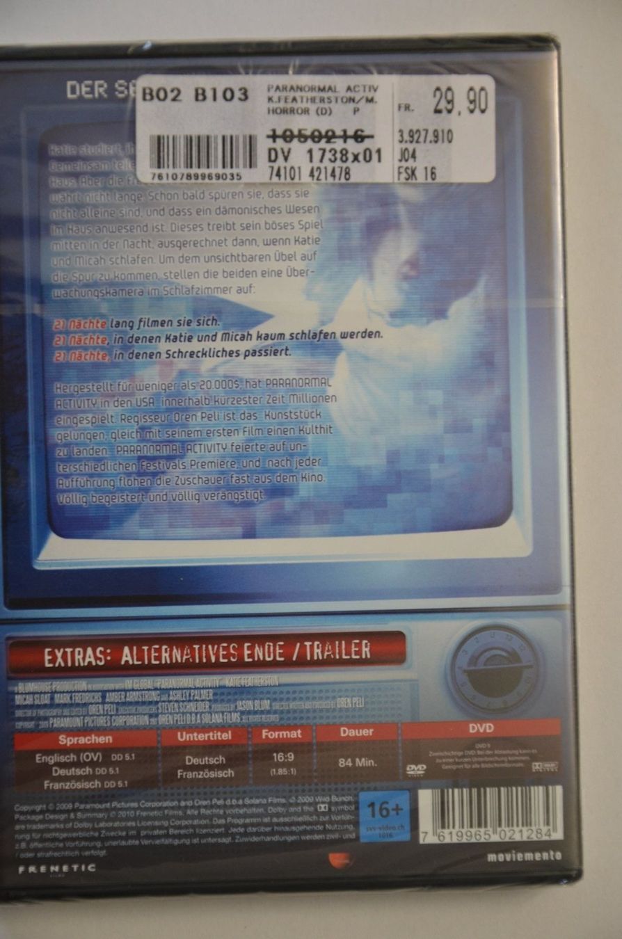 Tutti i DVDs: Paranormal Activity – Nuovo (secondo la descrizione) da Wetzikon ZH venduto da bausie 1