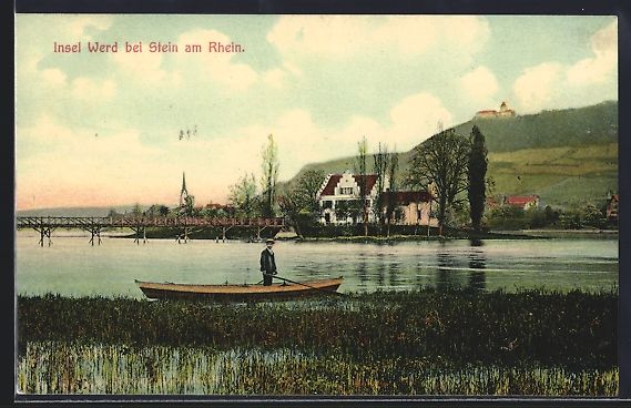 Cartoline postali: Stein am Rhein, Insel Werd mit Flusspart – Usato da Berlin venduto da bartko-reher