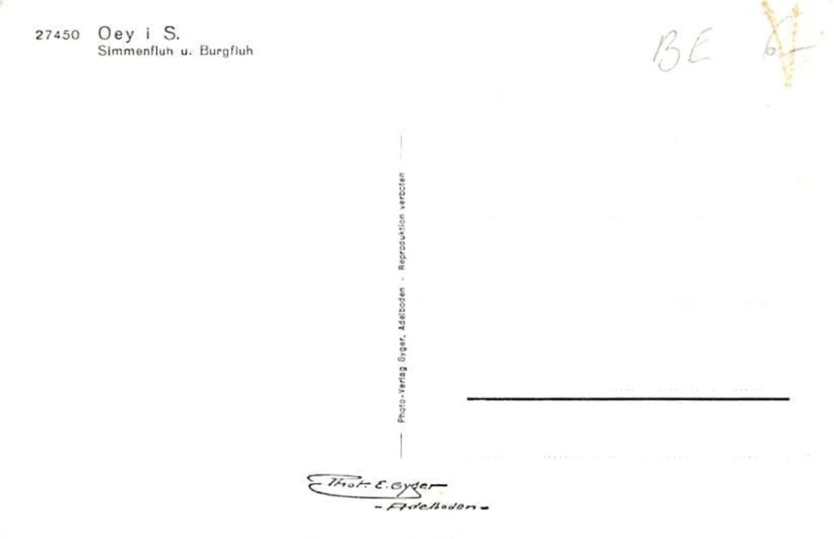 Cartes postales: Oey i. S., E. Gyger – D'occasion à Ottikon b.Kemptth. par Neptun1974 1