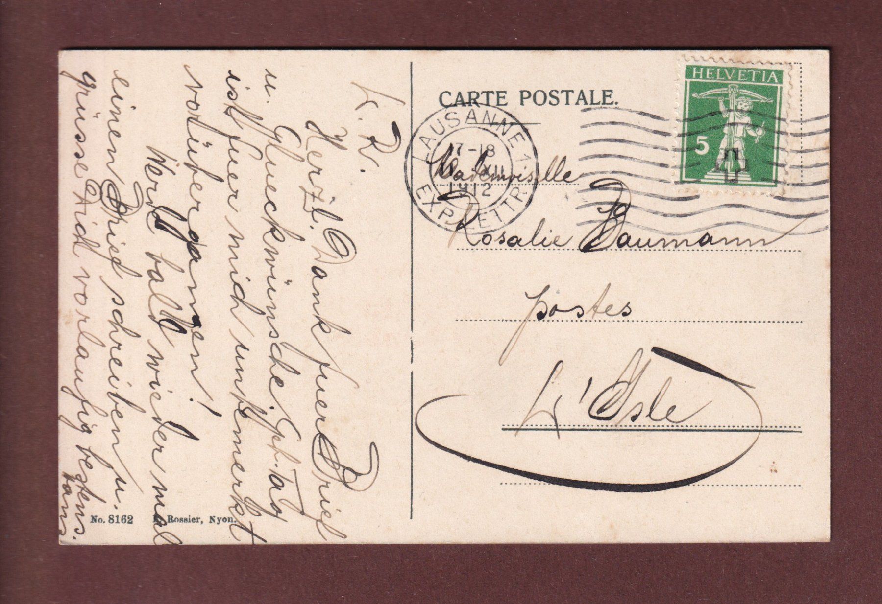 Ansichtskarten: LAUSANNE - Cascade du Flon - 1912 – Gebraucht aus Pully von nicecards 1