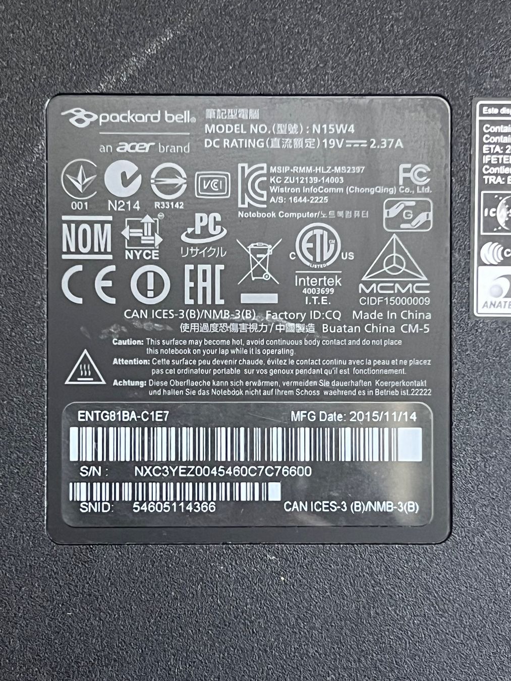 Notebooks: Packard Bell Notebook – 8GB RAM / 128GB SSD – Gebraucht aus Mellingen von dmi_nps2 6