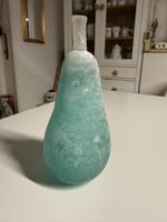 Murano Birne aus Glas, Türkis/Weiss, Winter-Look,