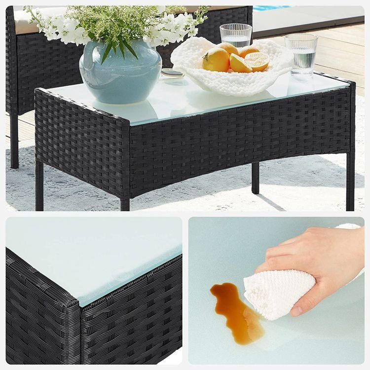 Tischset: Balkonmöbel Gartenmöbel Set Polyrattan Lounge Schwarz JONAS – Neu und originalverpackt aus Lachen SZ von MAMORU-MOEBEL 6