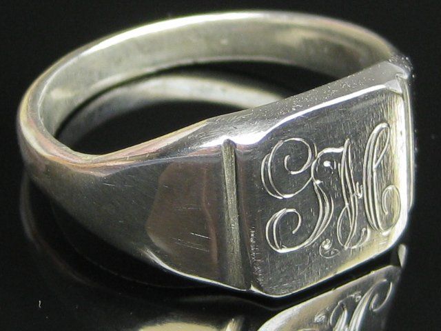 Vintage Antik Ring Silber geprüft / Monogramm GH / Gr. 63 (Gebraucht ...