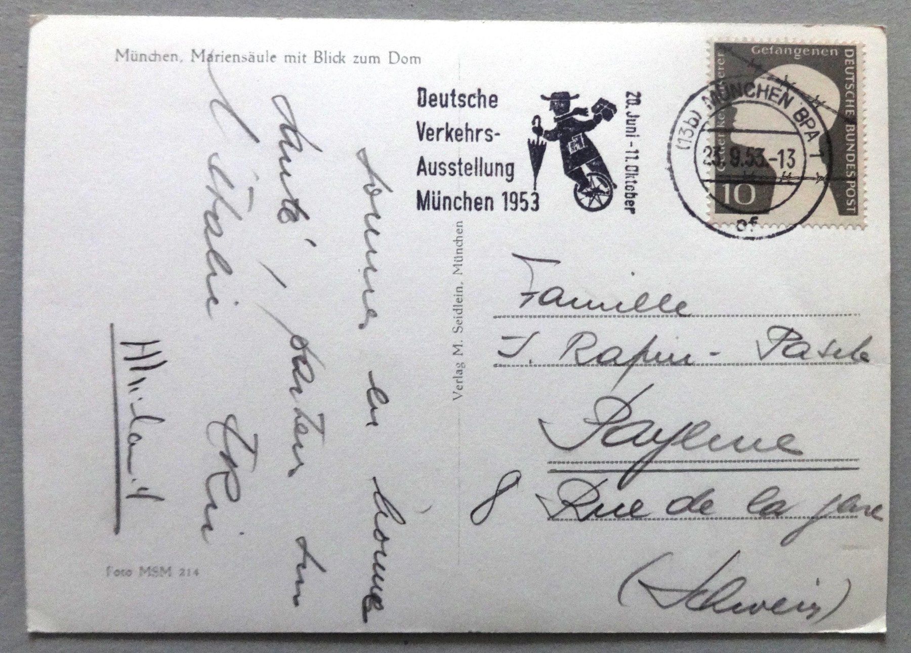 Cartoline postali: München, Mariensäule mit Blick zum Dom – Usato da Fétigny venduto da Billy2miny 1