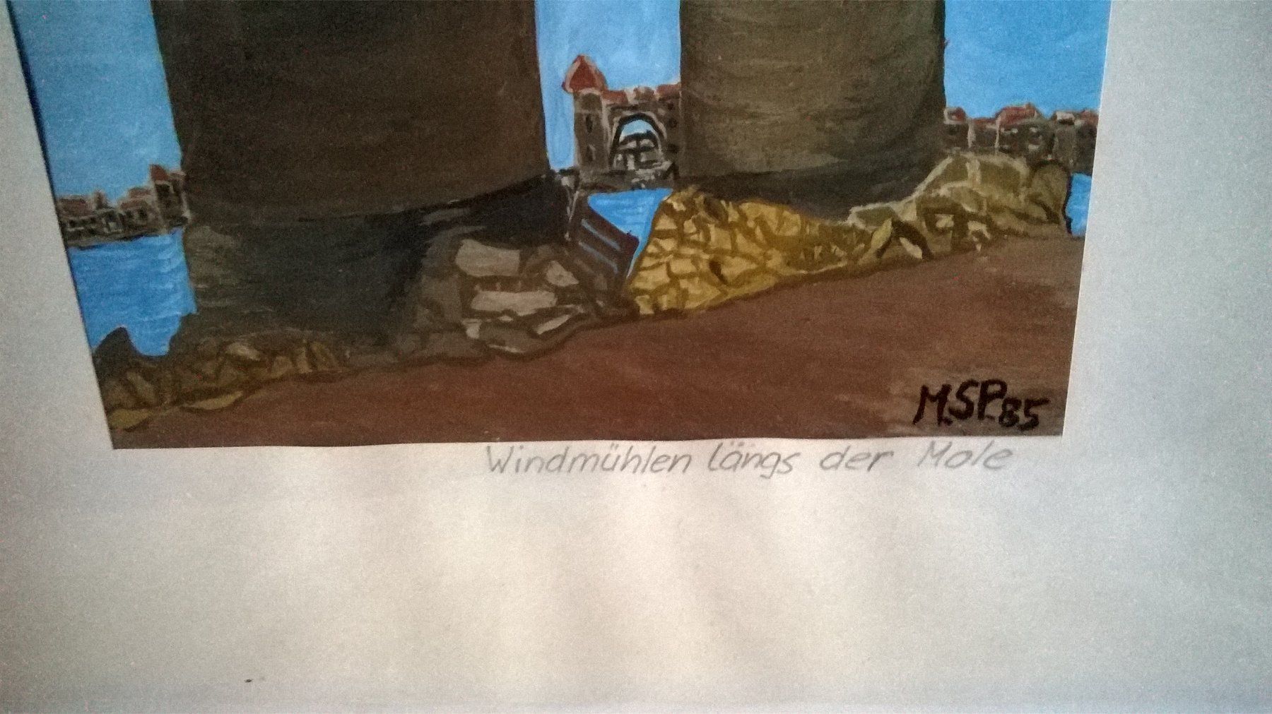 Dipinti: Aquarell mit Windmühlen von Rhodos – Usato da Zürich venduto da My_Painting 2