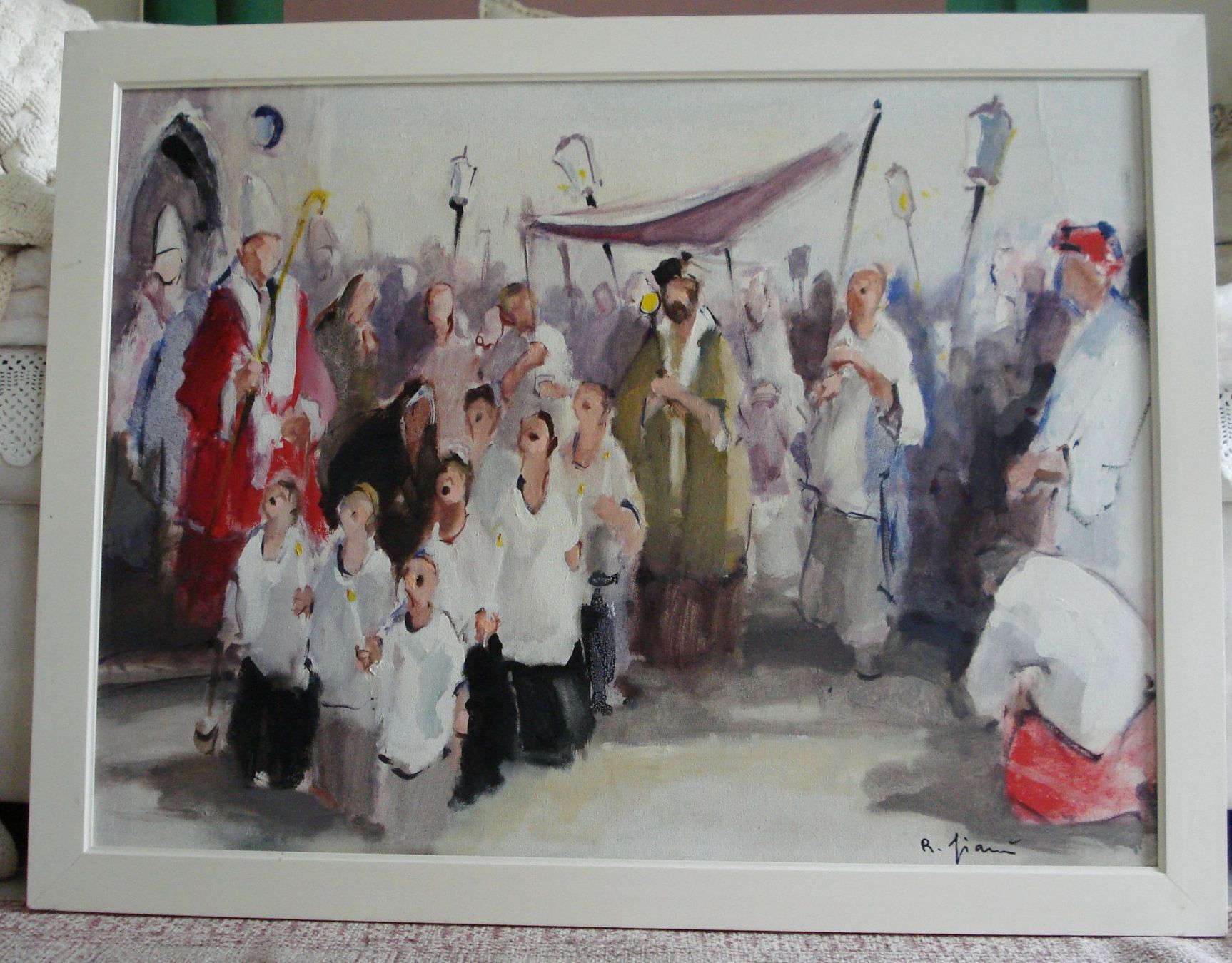 Dipinti: ORIGINAL Öl-Gemälde Roberto Gianni - Processione – Usato da Chur venduto da montaqua