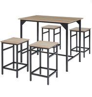 neuer Bartisch-Set 5 teilig Holz industrial light