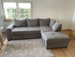 Ecksofa grau mit Bettfunktion und Stauraum gebraucht