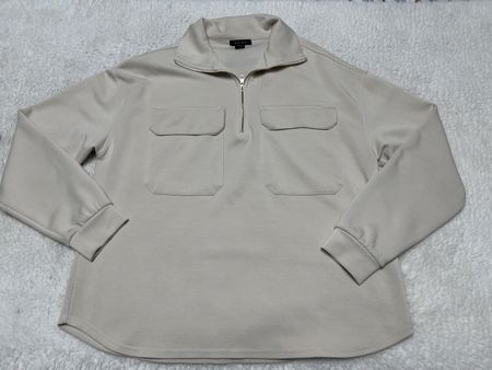 Pull AMISU beige avec fermeture éclair T.L