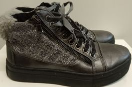 Warme Turnschuhe, Boots, Grau Glitzer Look, Flache Sohle, 36