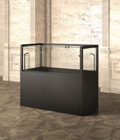 Glasvitrine Theke, LED, Schwarz (B.120cmxT.60cmxH.105cm)