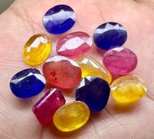 Natural Rubin Gelber Saphir Blauer Saphir  facettiert 73 Ct