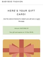 Gift Card Babyboo
