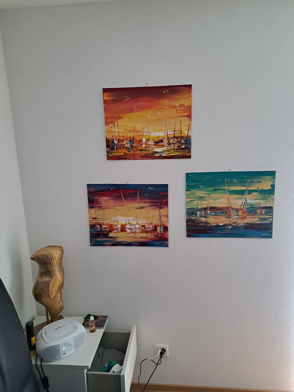 Gemälde: Ensemble de 4 tableaux de ports maritimes, ambiance! – Neu (gemäss Beschreibung) aus Réchy von rsc_56bc