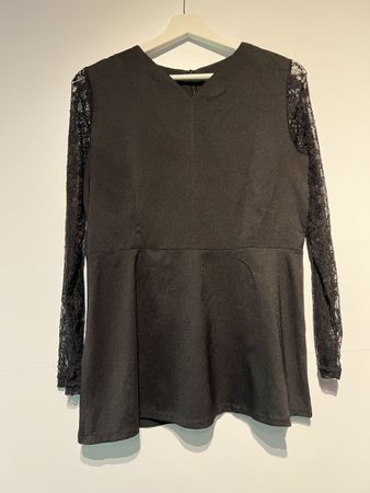 Damen Oberteil mit Spitze schwarz 