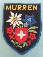Vintage Badge Wappen MÜRREN Blumen ST. GALLER STICKEREI