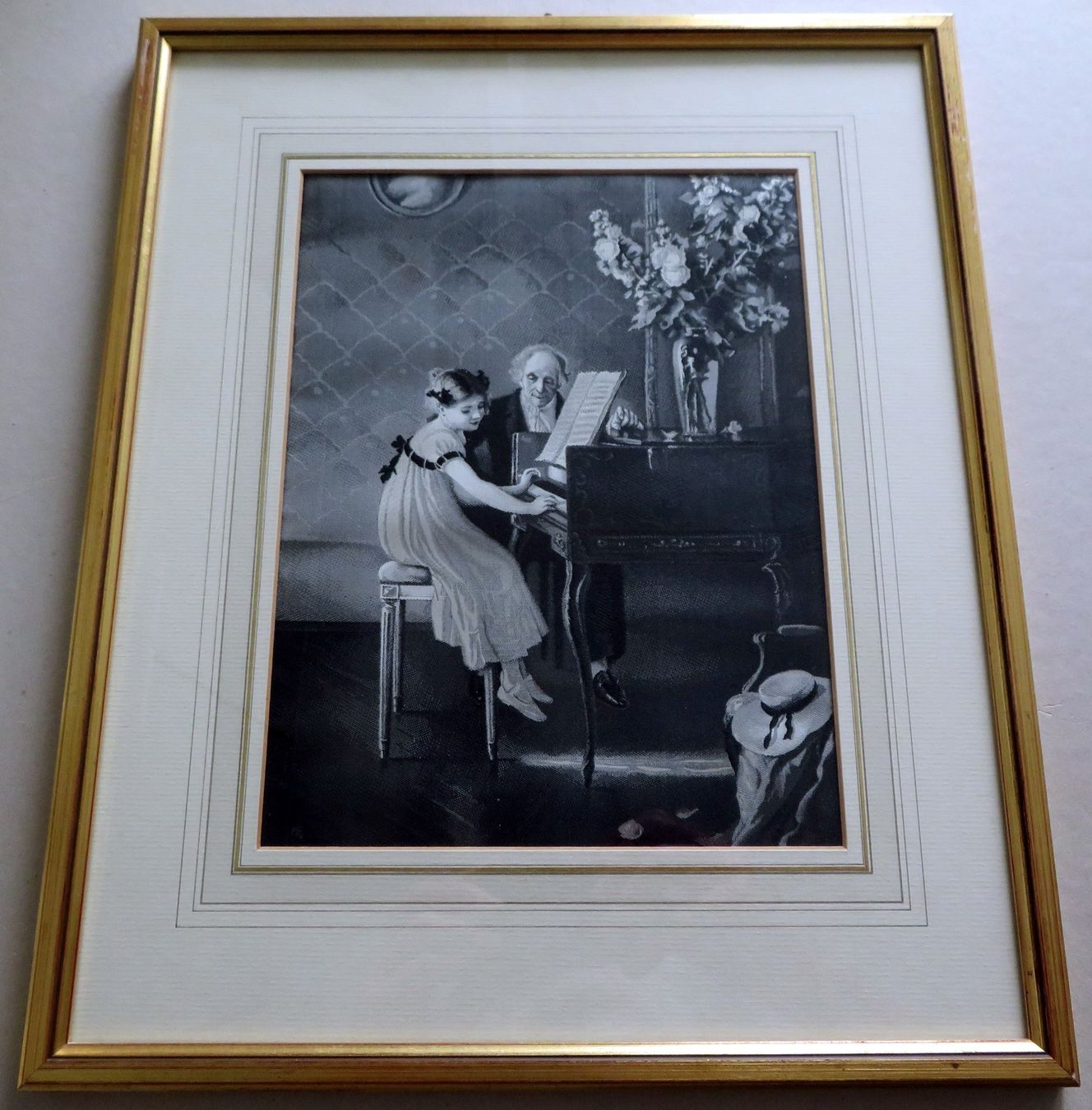 Foto & Immagini: Stoffbild Webbild Seidenwebbild: Cembalostunde, nach 1912 – Usato da Oberriet SG venduto da ganesh435 1