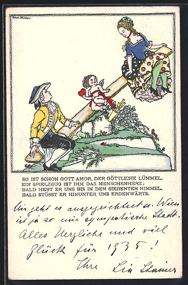 Cartoline postali: sign. Robert Philippi: Frau, Mann sitzen – Usato da Berlin venduto da bartko-reher