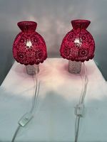 Vintage Tischlampen im Set - gehäkeltem Schirm und Kristall