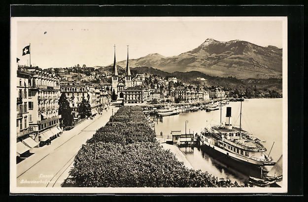 Cartoline postali: AK Luzern, Schweizerhofquai mit Rigi – Usato da Berlin venduto da bartko-reher