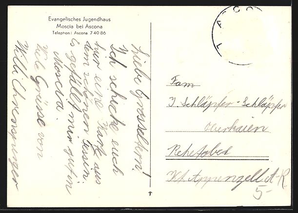Cartes postales: Ascona, evangelisches Jugendhaus Moscia – D'occasion à Berlin par bartko-reher 1
