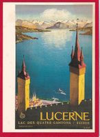 LUZERN, LUCERNE, PLAKAT-REPRODUKTION, SEMIMODERNE KARTE