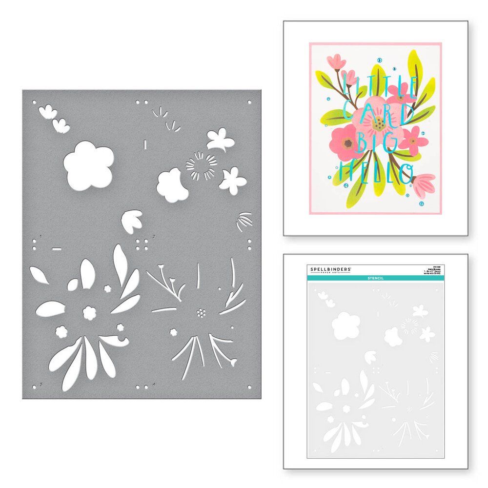 Sciablone: Spellbinders Stencil ** Hello Blooms ** – Nuovo e nell'imballaggio originale da Rubigen venduto da rofi100 3