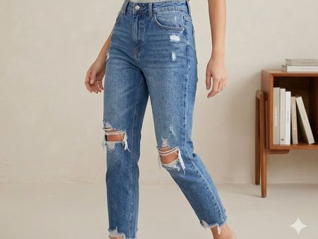 AUSVERKAUF - WOMEN lange zerrissene Jeans Pull&Bear, EU 40