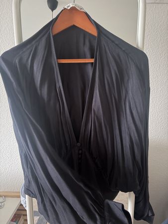 Bluse Zara schwarz Knöpfe Langarm