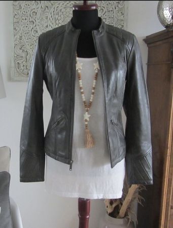Graue Lederjacke Gr. L/40