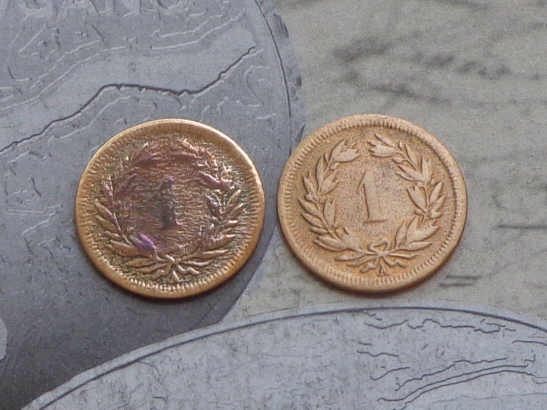 Tutti le monete: 2 x 1 ct. ((( 1850 - 1851 ))) dates rares – Usato da Pully venduto da UCA01 1