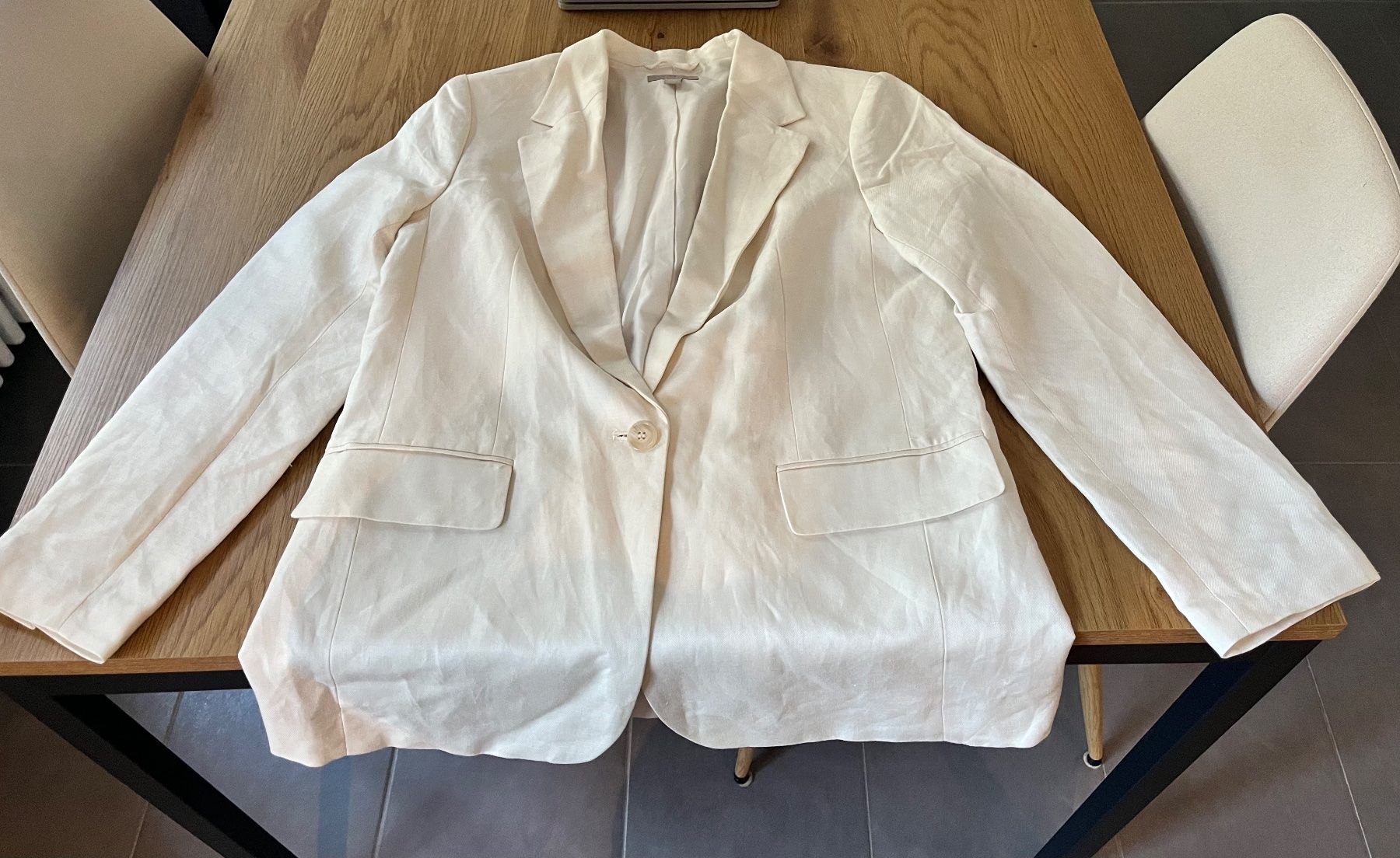 H&M Giacche: H&M Off-White Linen Blend Blazer Jacket - S – Usato da Zofingen venduto da lis_7xzz 5