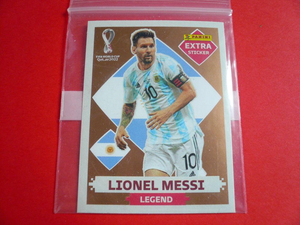 Lionel Messi Extra Sticker BRONZE, Panini Qatar WM 2022 (Neu (gemäss ...