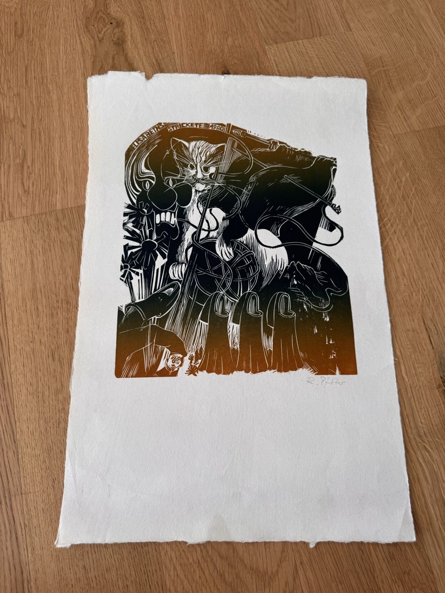 Foto & Immagini: Ruedi Pfirter, Handsigniert "Strickende Katze" – Usato da Herisau venduto da XenonSniper 1