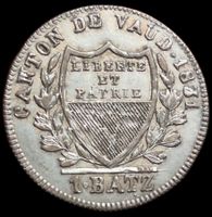 Billon Kantonsmünze 1 Batzen Waadt 1831 Vorzüglich