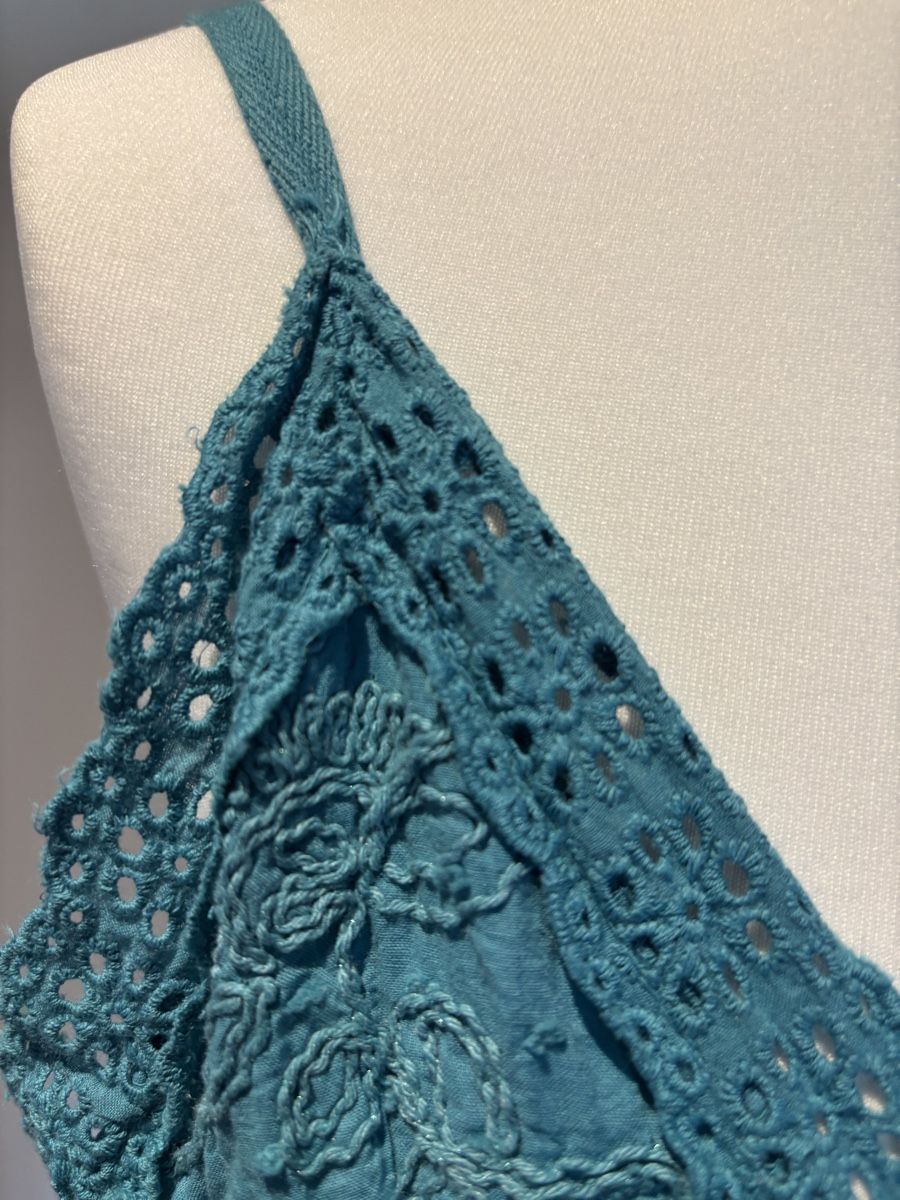 Robes: Kleid Petrol Grösse 36 Baumwolle mit Spitze – D'occasion à Salenstein par Silly...0 2
