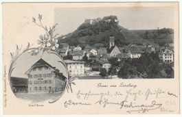 Fotolitho Gruss aus Lenzburg 1903, 2 Ansichten