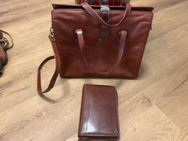 Claudio Ferrici Leder Business Tasche + Agenda Etui Wie Neu