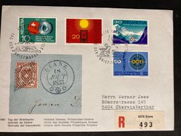 Schweiz 1967 R-Brief Tag d Briefmarke Stans Satz Werbemarken