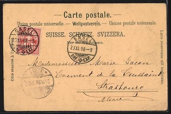 Cartoline postali: Litho Basel, Ortsansicht im Mondschein – Usato da Berlin venduto da bartko-reher 1