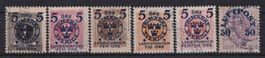 Schweden 1916/1920: 6 Aufdruckwerte - Kat. min. 74.--