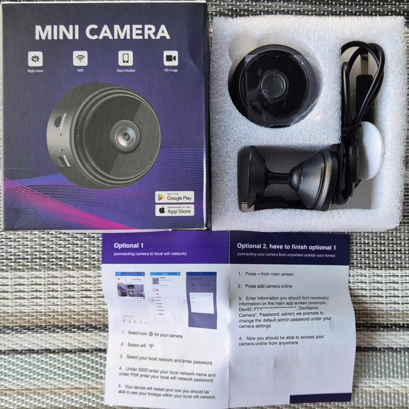 Sistemi d'allarme: MINI Spy CAMERA + 2 microUSB Adapter, + 1,2 m Cable – Nuovo e nell'imballaggio originale da Fällanden venduto da Blausegelfliege