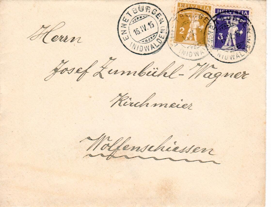 Tutti i francobolli: Brief aus Ennetbürgen 1915 – Usato da Wolhusen venduto da Curver9