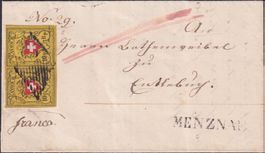 Rayonbrief: MENZNAU 1852, PAAR (GRUPPEN-Kernstück) T.39+40 B