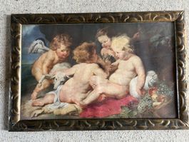 Antikes Bild Engel Kinder Rubens Barock Goldrahmen