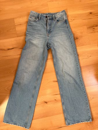 H&M Jeans blau wide regular fit ultra high waist Gr 34