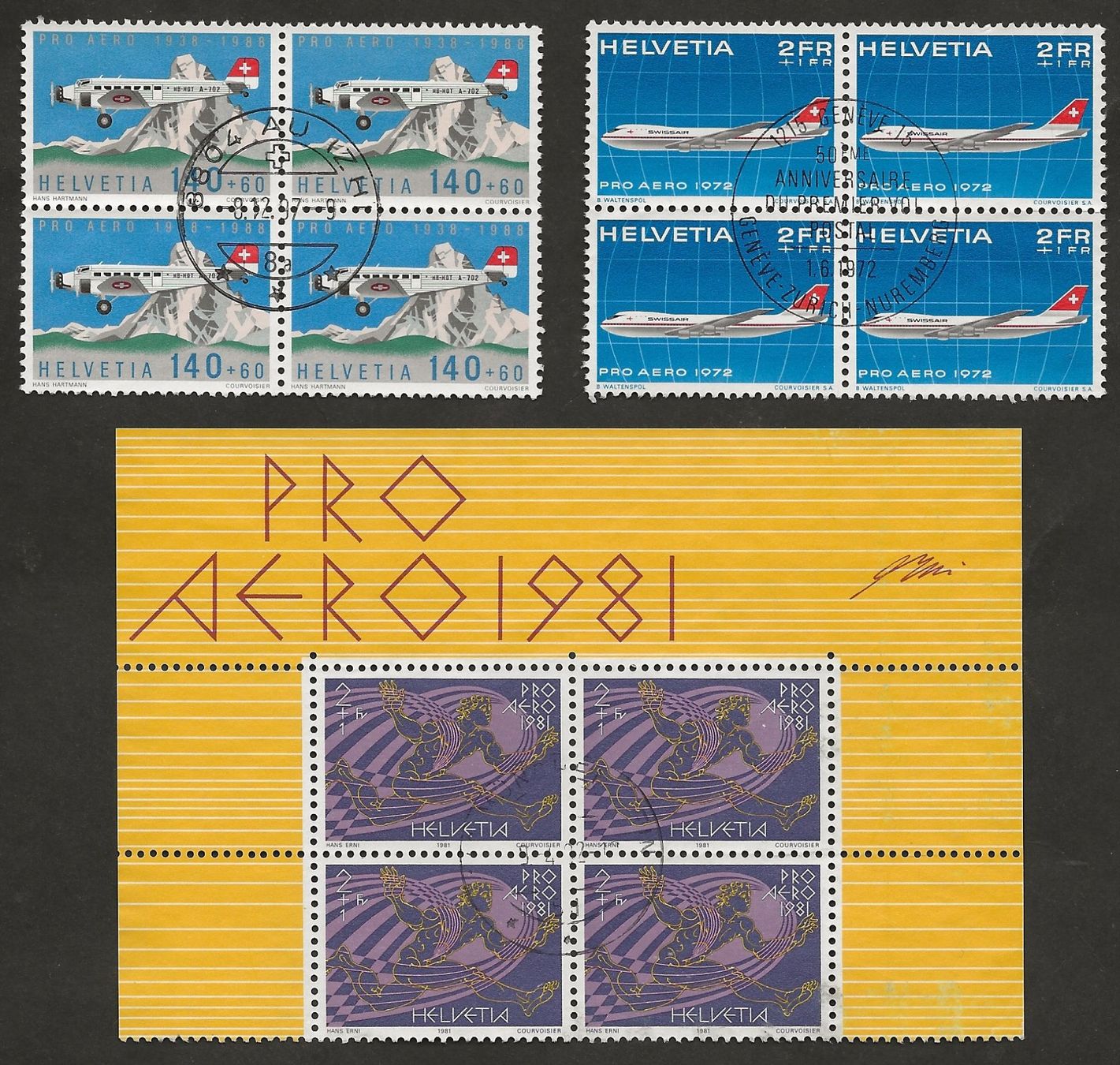 Tutti i francobolli: 3 Flugpost Viererblock 1972 1981 1988 gestempelt – Nuovo (secondo la descrizione) da Au ZH venduto da xelagreb01